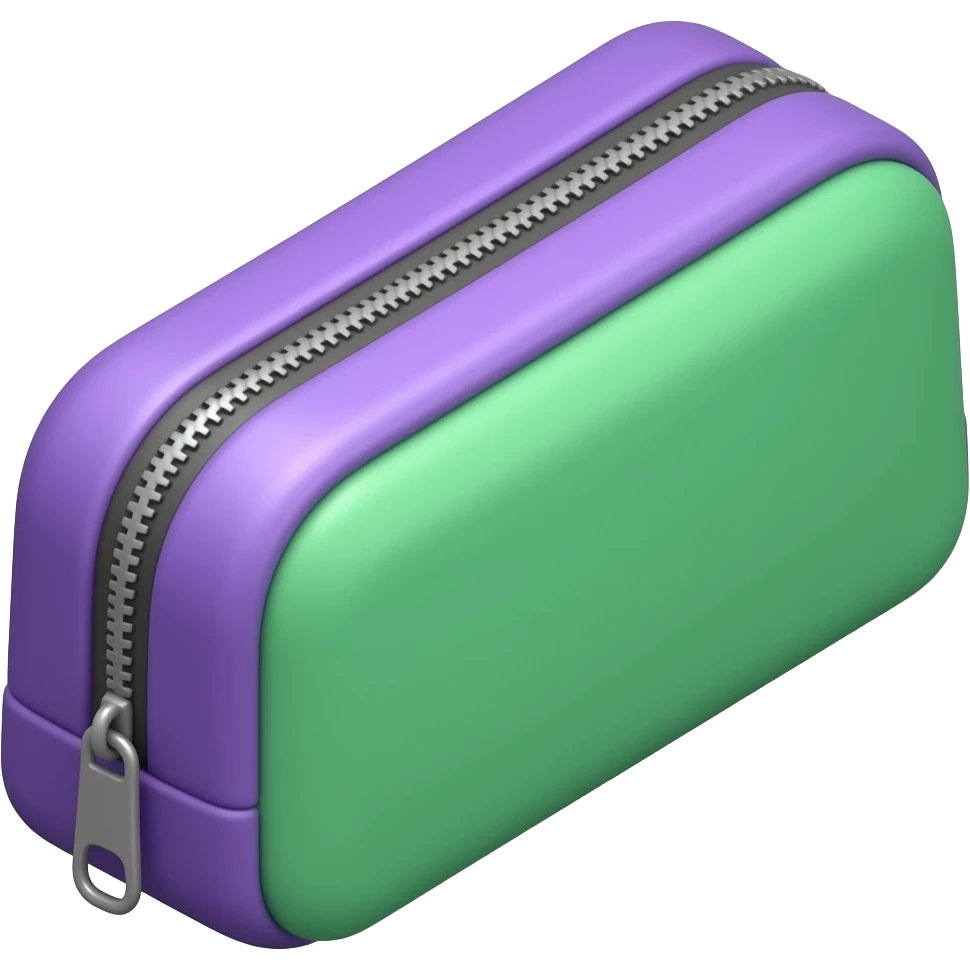 soft purple green school Pencil case, transparent background inspired by barbie colour pallete emoji