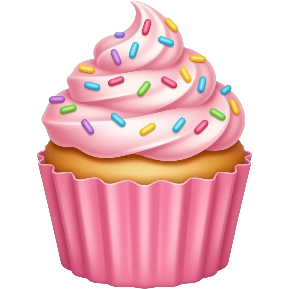 Vanilla cupcake pink frosting and Sprinkles cupcake pink paper and donut in the foreground emoji