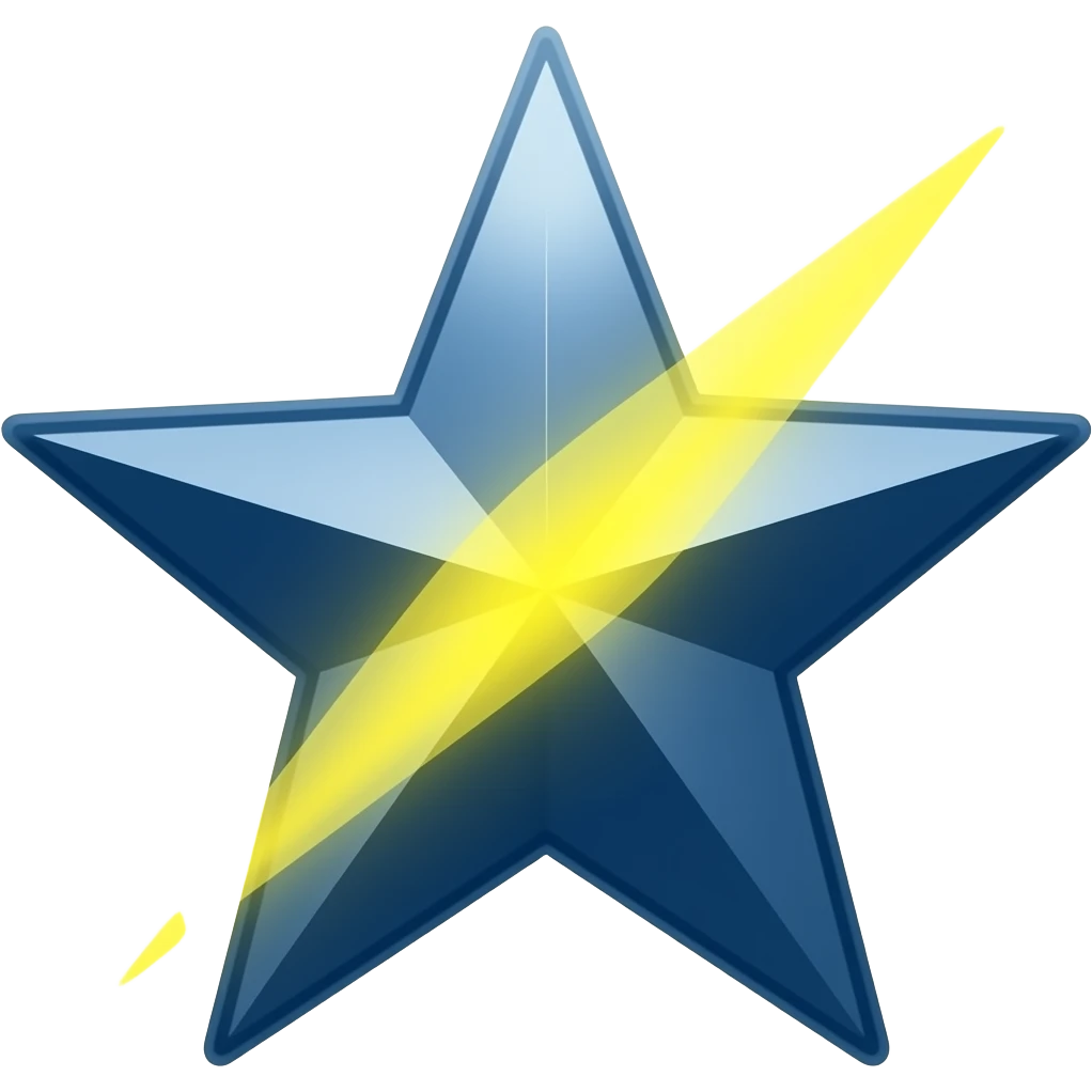 estrella fusionada con un rayo de color amarillo dorado y azul navy emoji