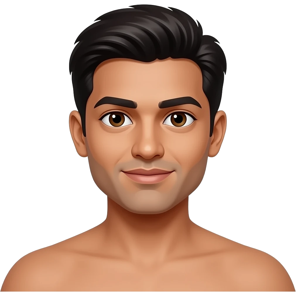 Face only of indian male, no beard, slimmer face, no shirt emoji