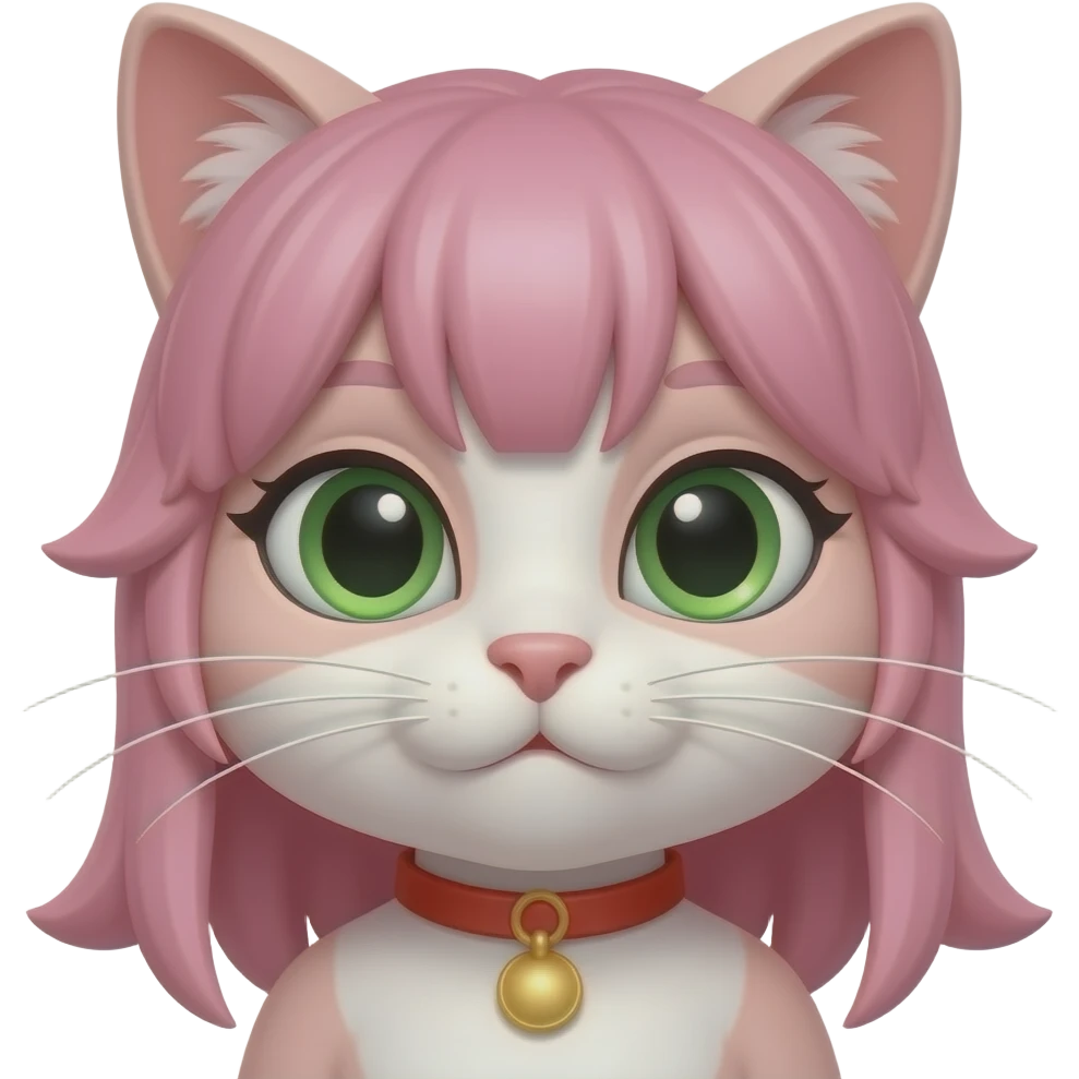 pink hair cat character emoji