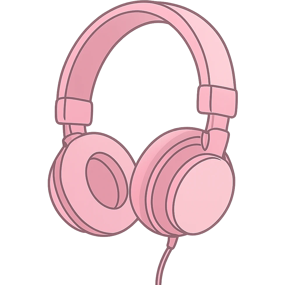 pink headphones, digital illustration emoji