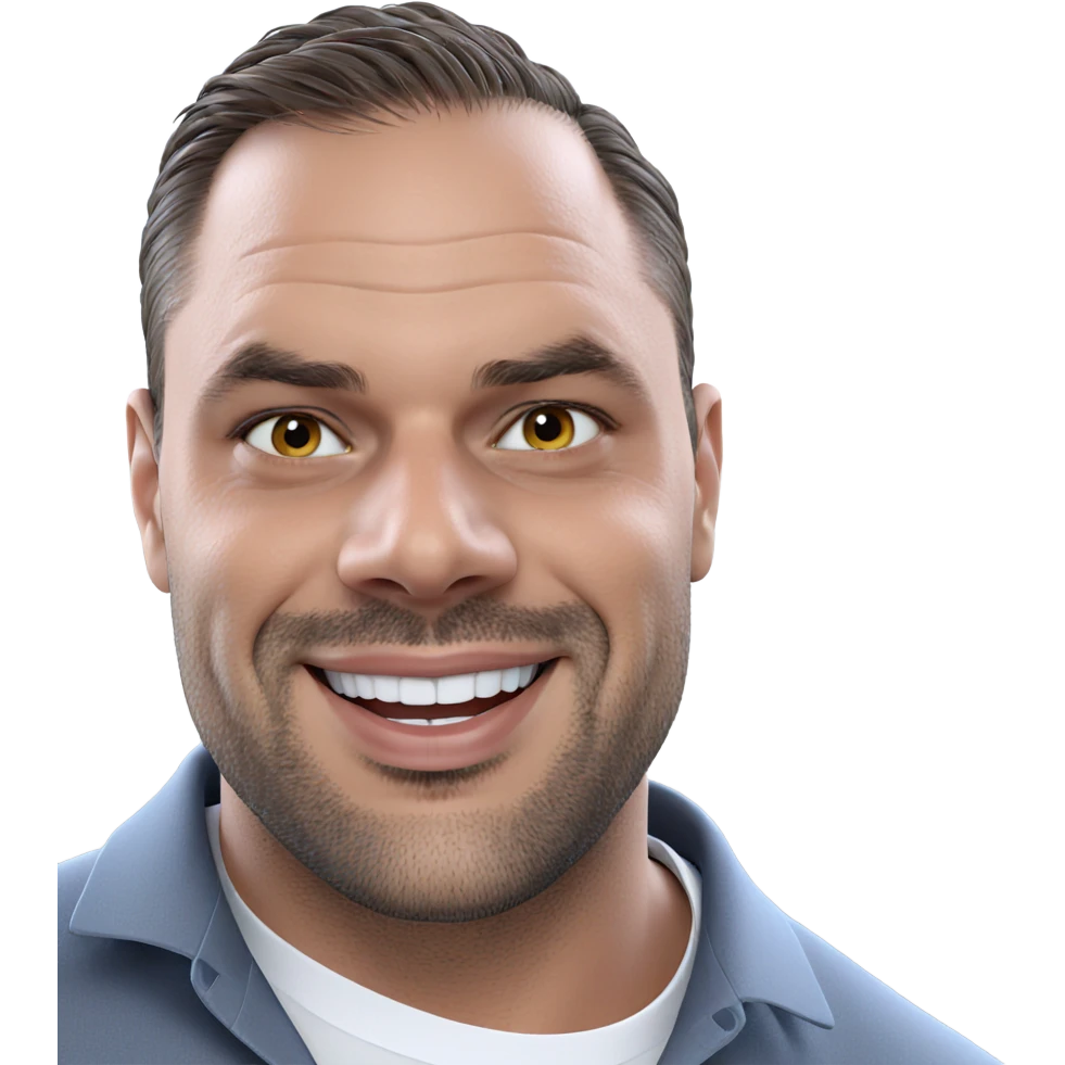 smiling man in white shirt emoji