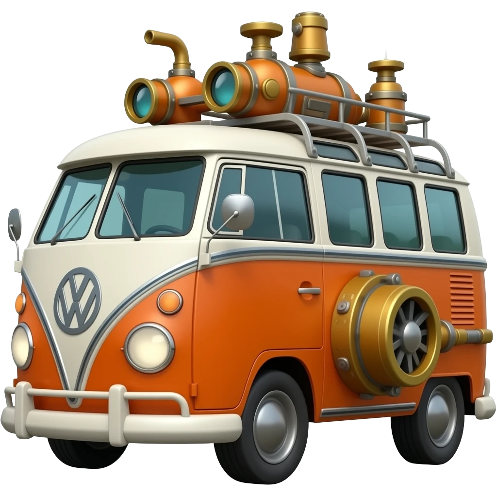 orange retro steampunk van emoji