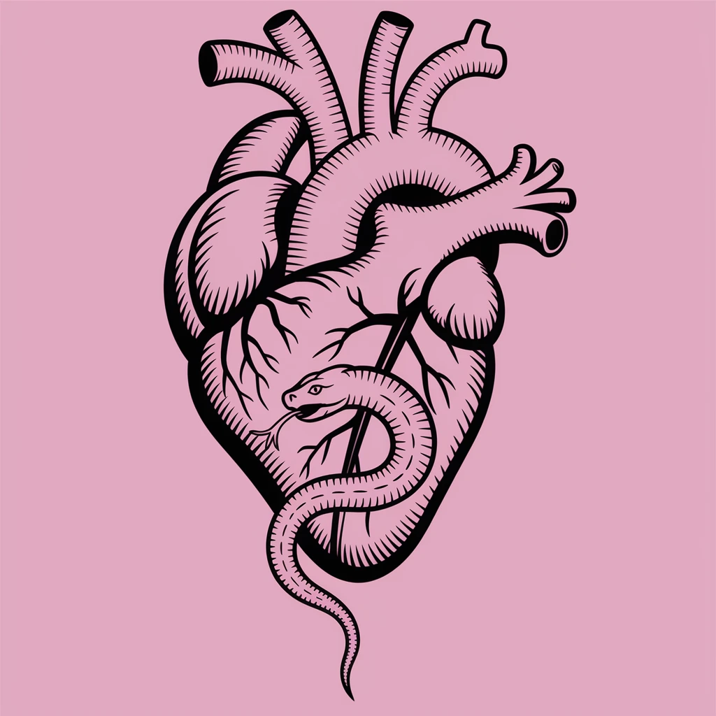 gothic heart with a snake motif emoji