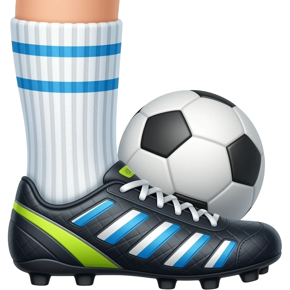 Draw a leg with a soccer boot and underneath the boot there is a soccer ball emoji