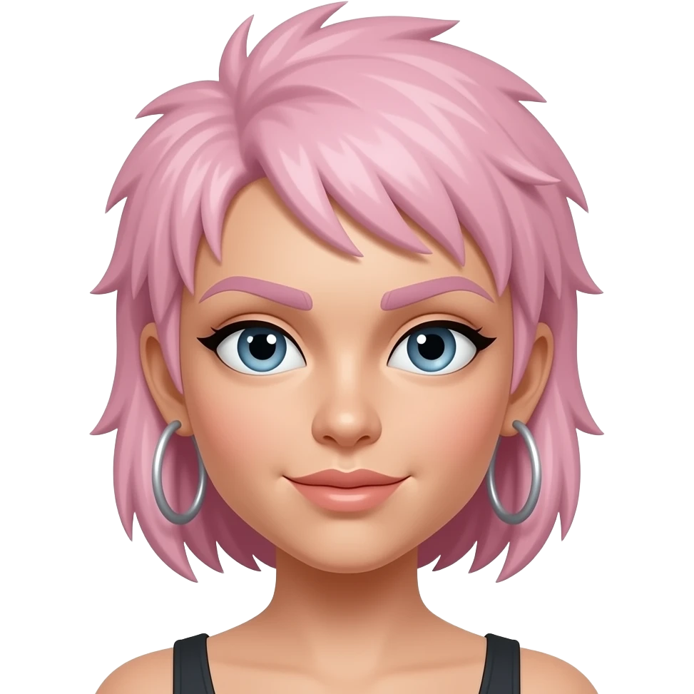 light pink short very spiky haired woman, with big hoop earrings emoji