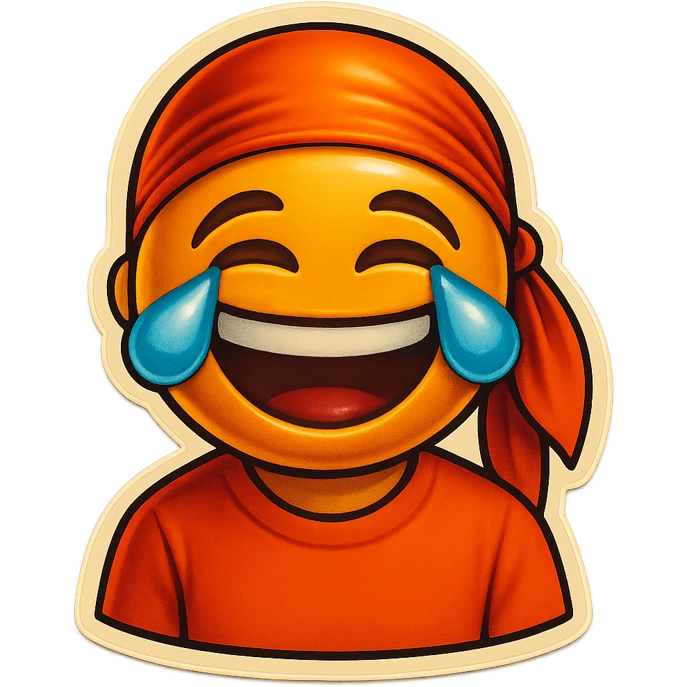 lol face laughing crying
orange shirt
make him smile
Change His durag To orange emoji