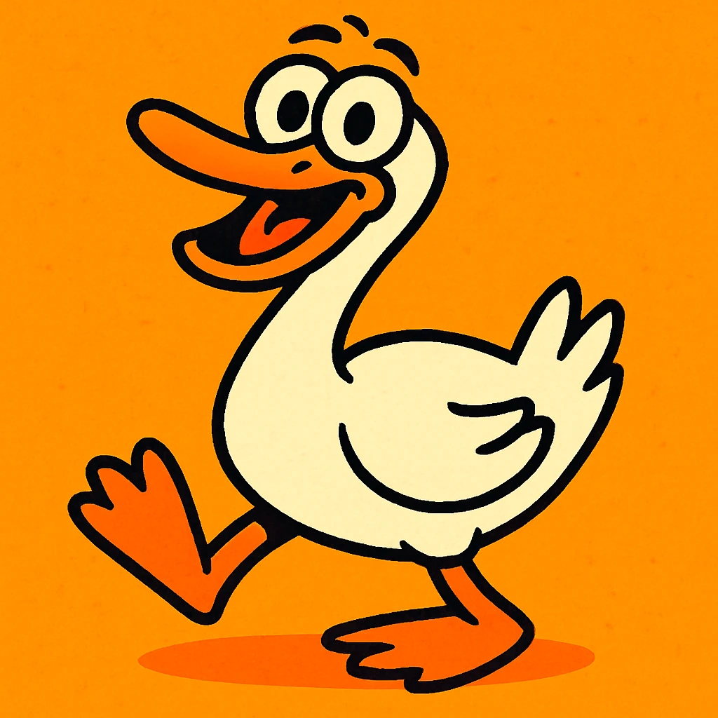 a silly goose, playful and goofy, cartoon style, vibrant colors, whimsical emoji