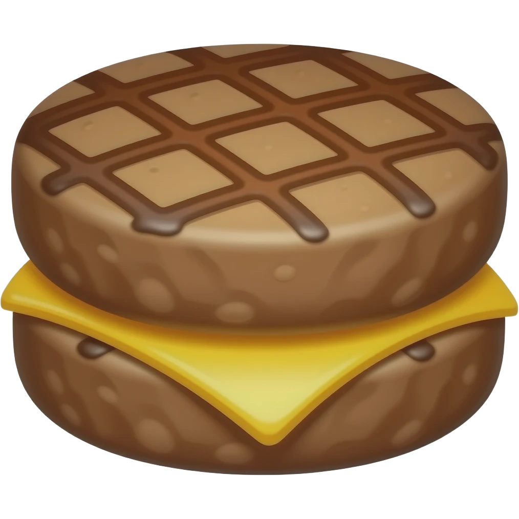 two thin grilled patties with yellow cheese in between emoji