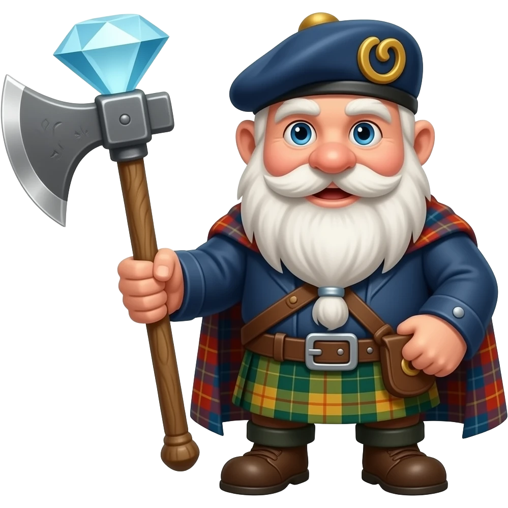 Minecraft blocky art style Scottish dwarf with a diamond pickaxe in a Minecraft style emoji
