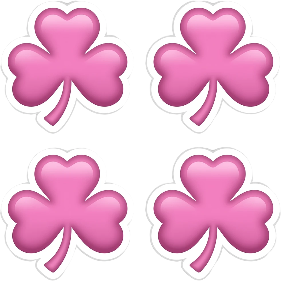 Make it a sticker of pink four leaf clover make it four emoji