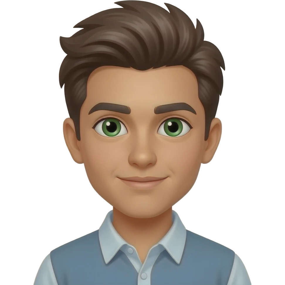 eys color green, ethnicity mexican, brown hair, peso pluma hair, age 16 but looks older, oval face years old emoji