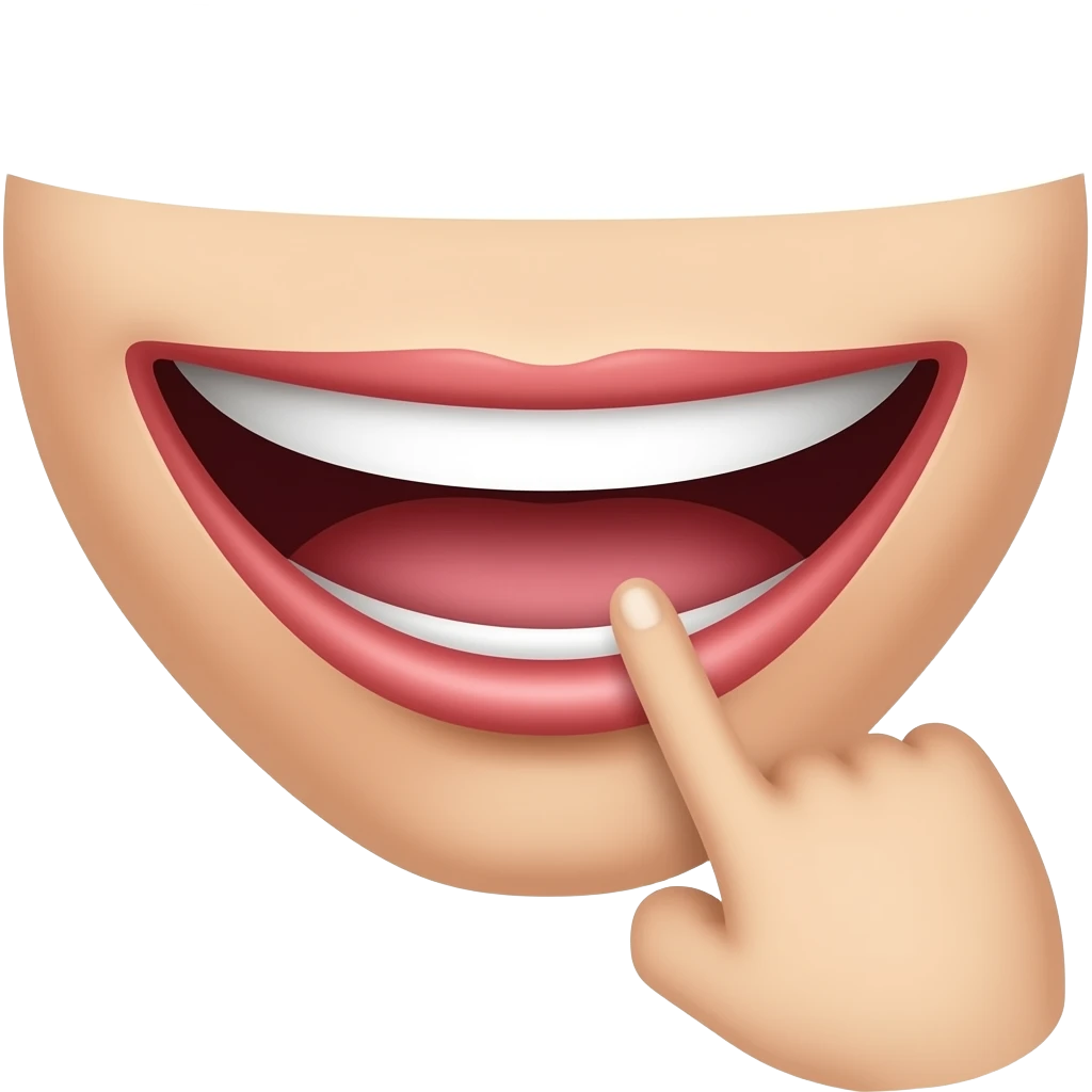 Smiling mouth with a finger on the bottomlip emoji