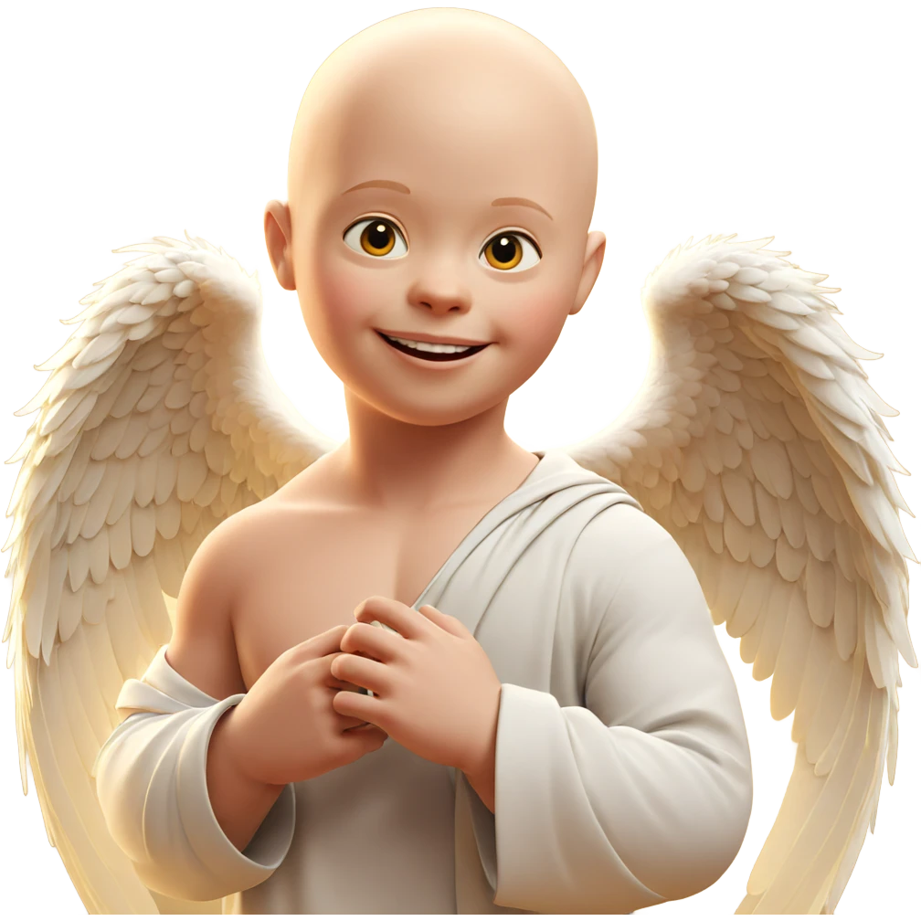 bald boy with angel wings emoji