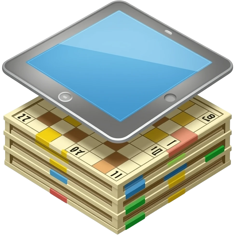 board games are under a tablet emoji