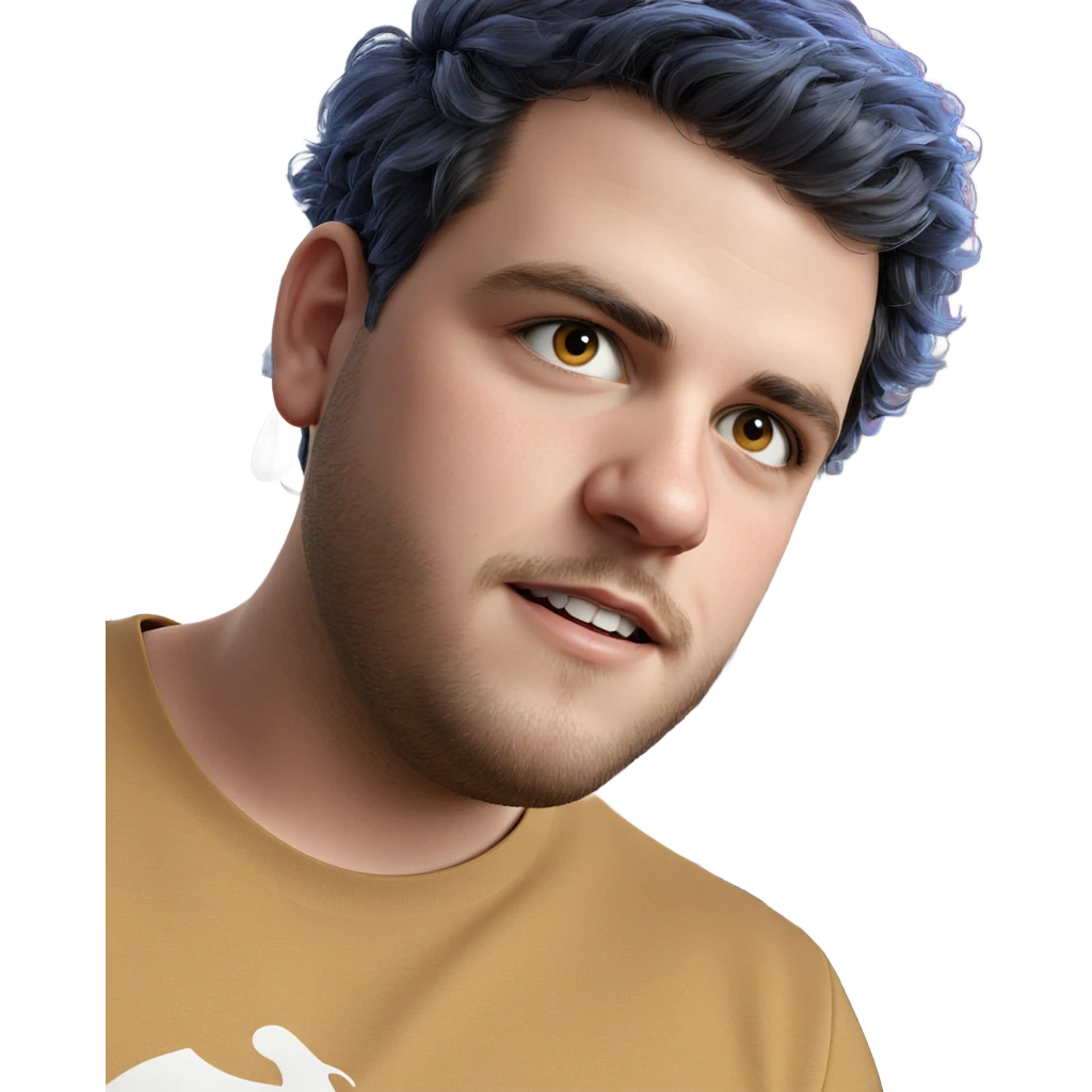 male portrait with earrings indoors emoji