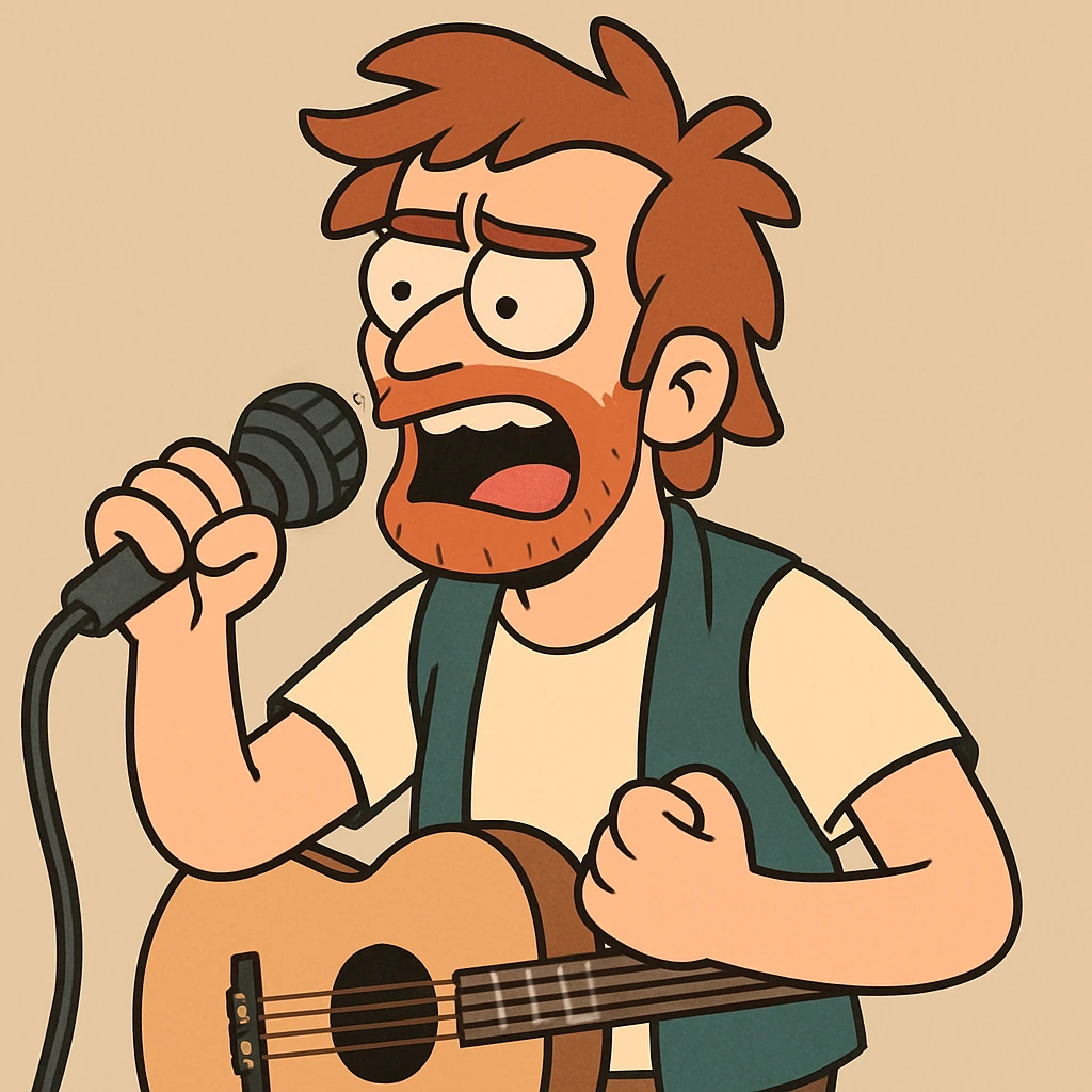musician singing into microphone, cartoon style emoji