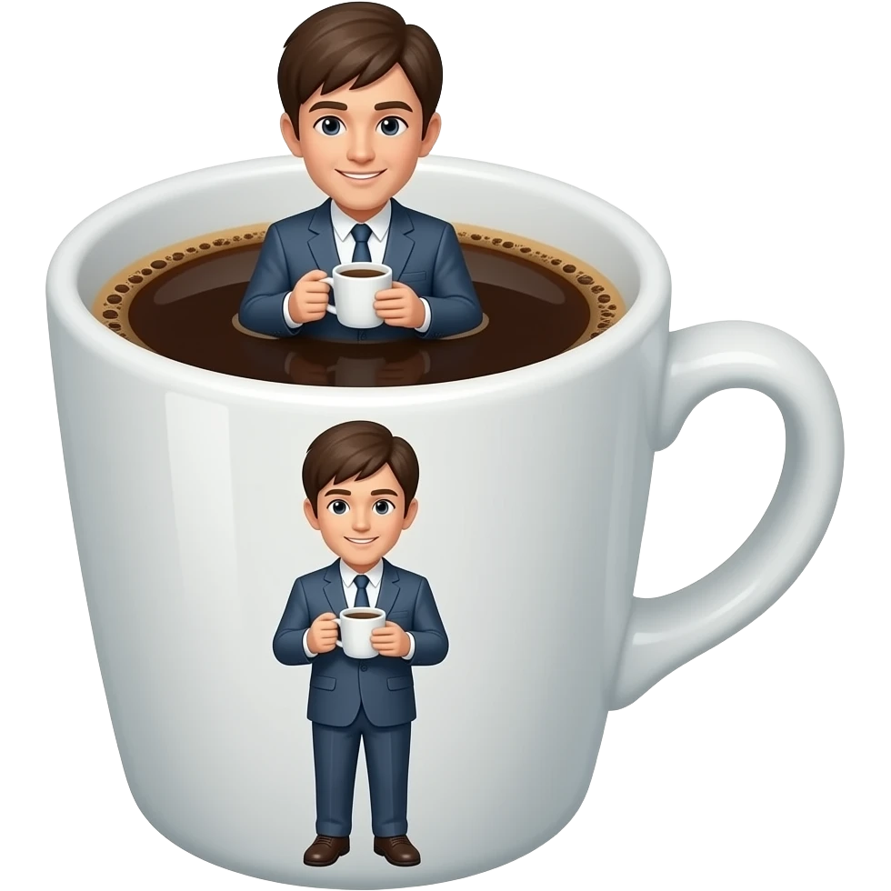 A Cup of coffee And inside there is a loose man who holds another coffee where inside there is another loose man who holds a coffee and inside there is a loose man emoji