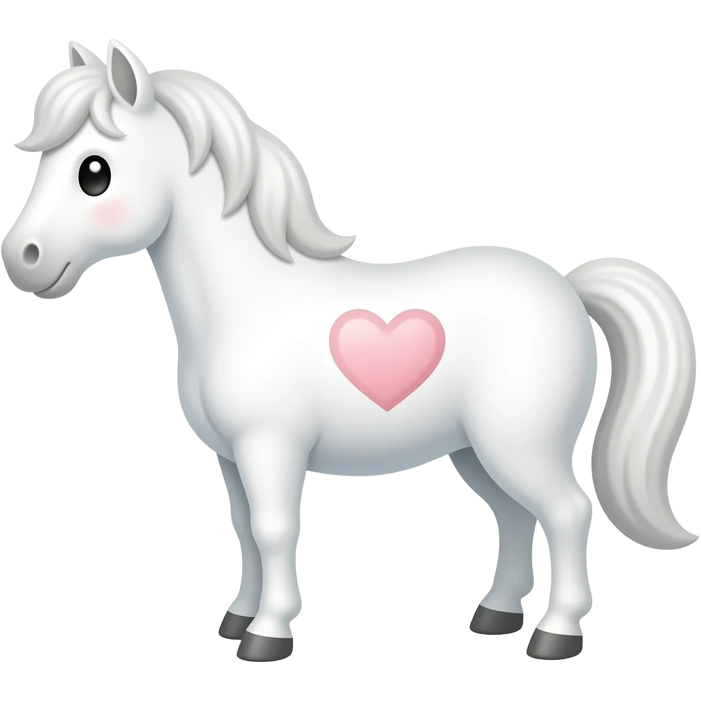 cute white horse with heart emoji
