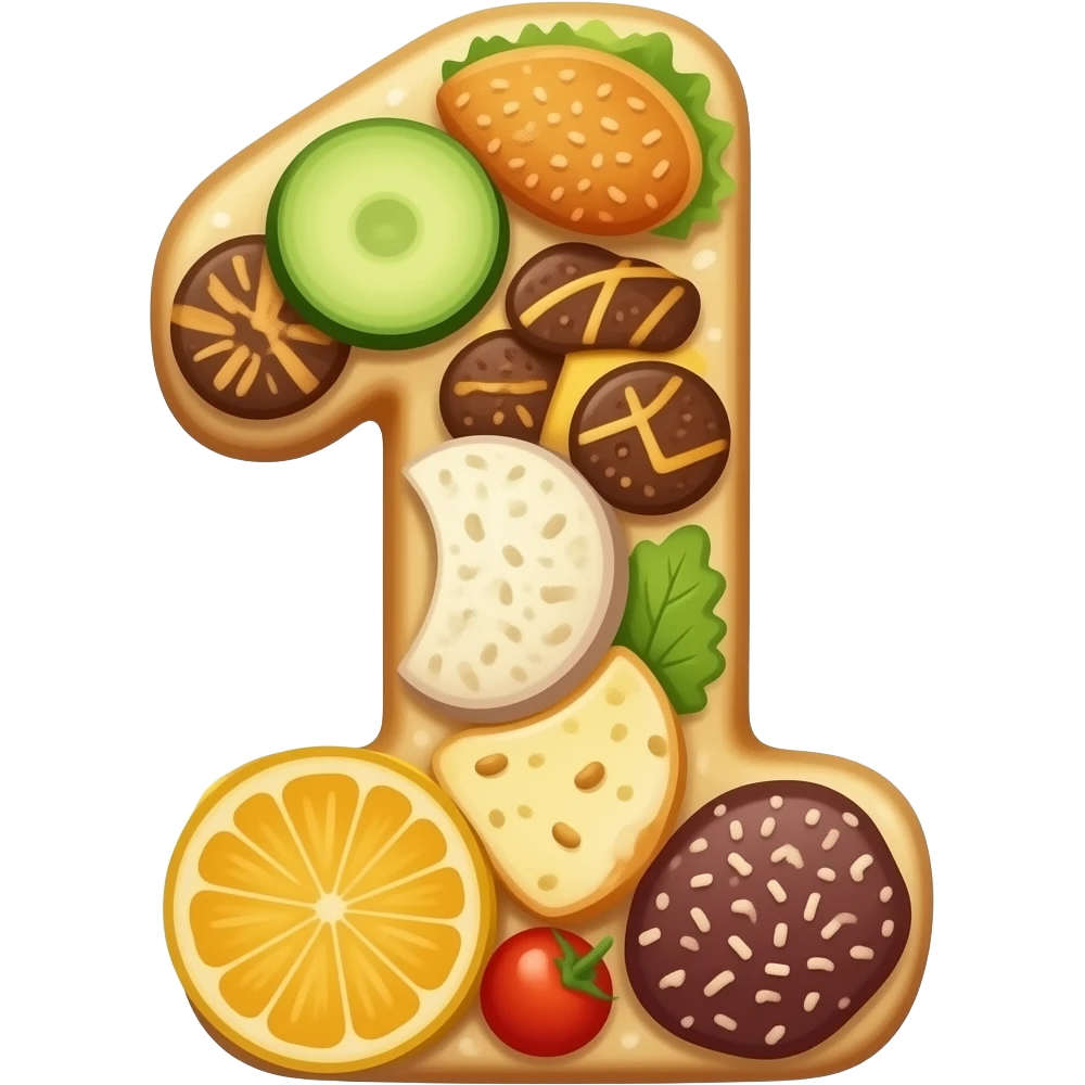 number 1 made of food emoji