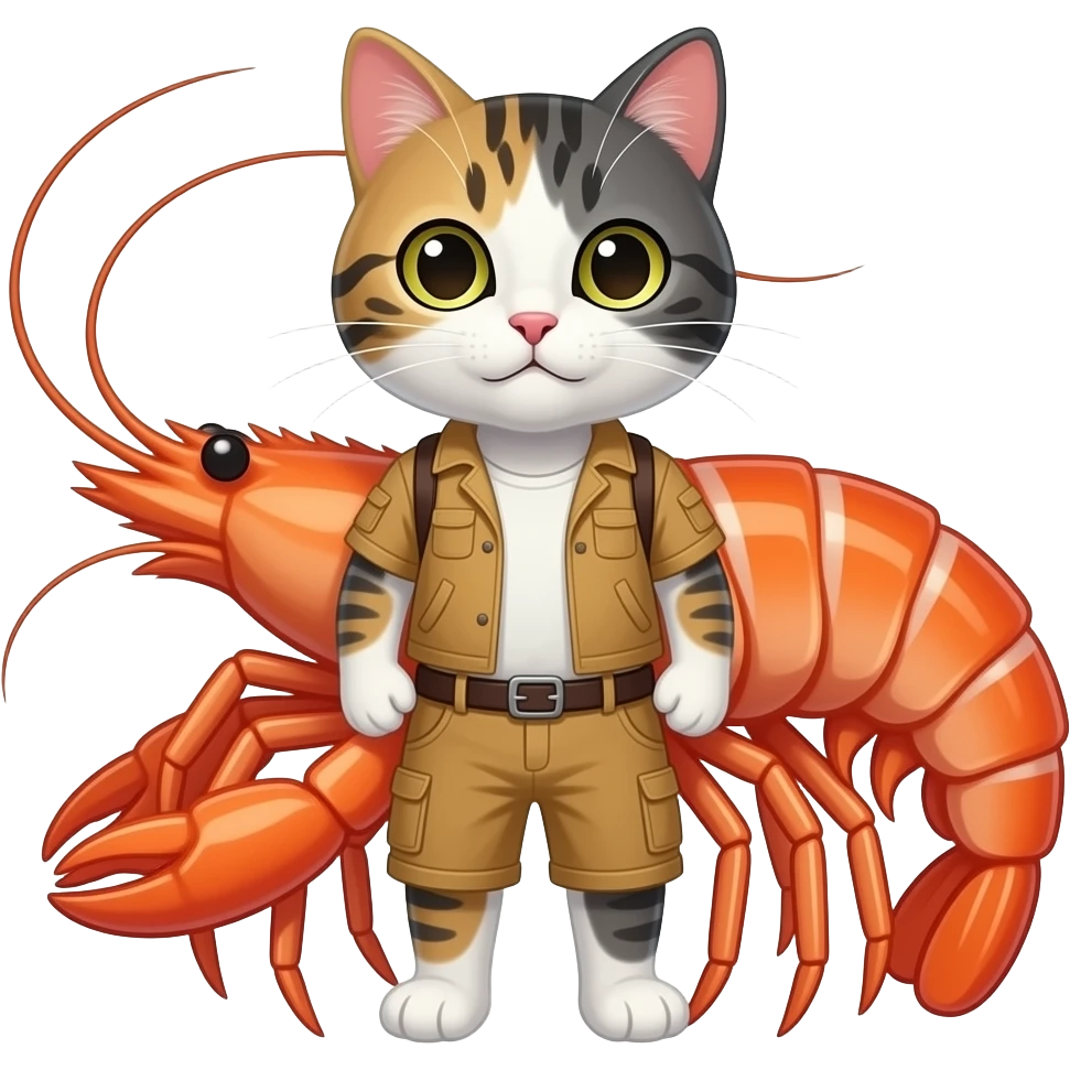 Существо с головой кота, но лапками и телом креветки emoji