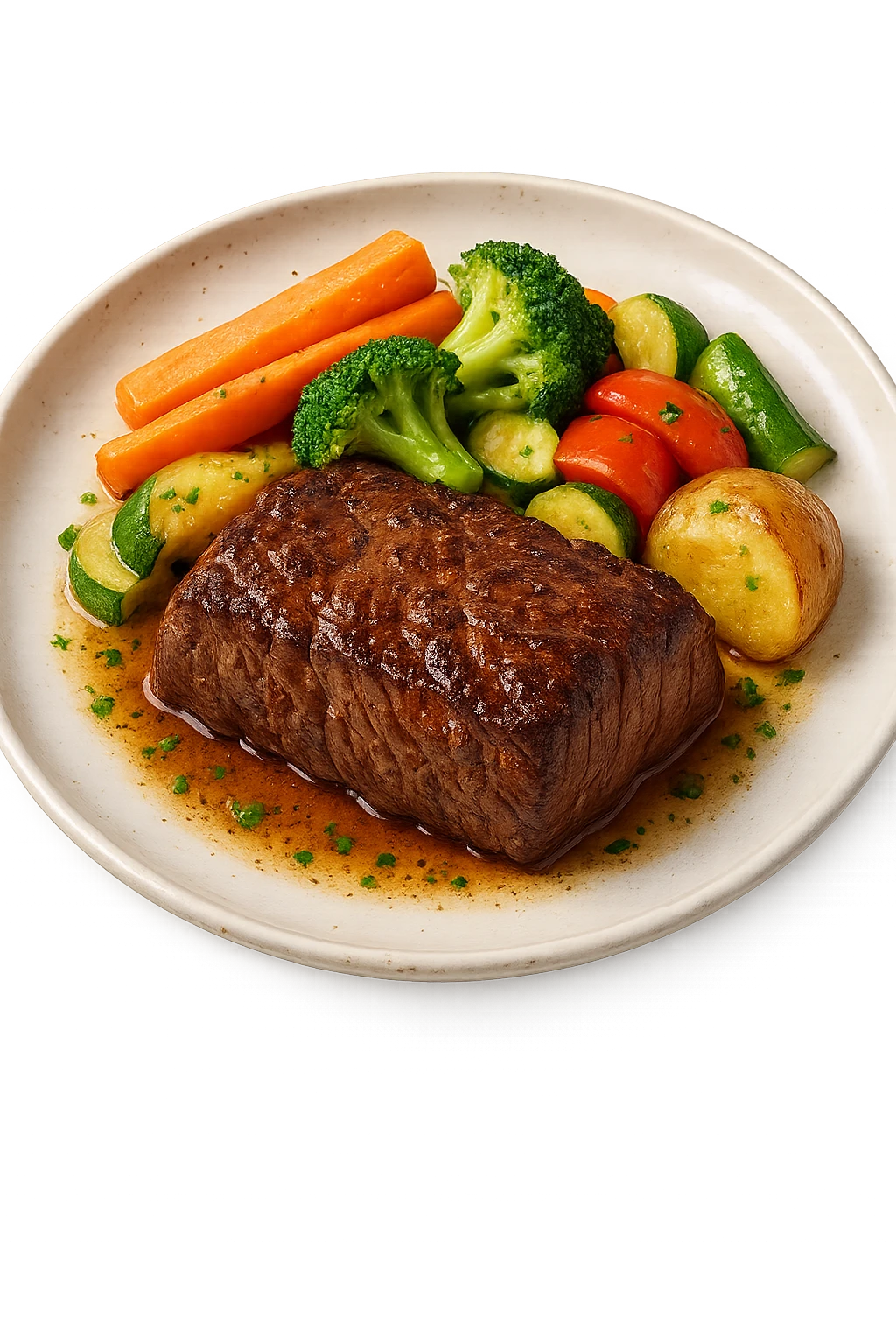 Manzo con verdure su un piatto emoji
