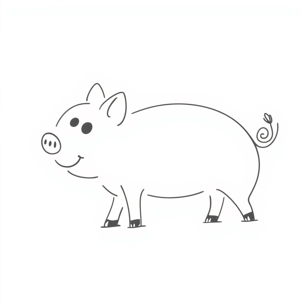 hand drawn doodle style pig emoji