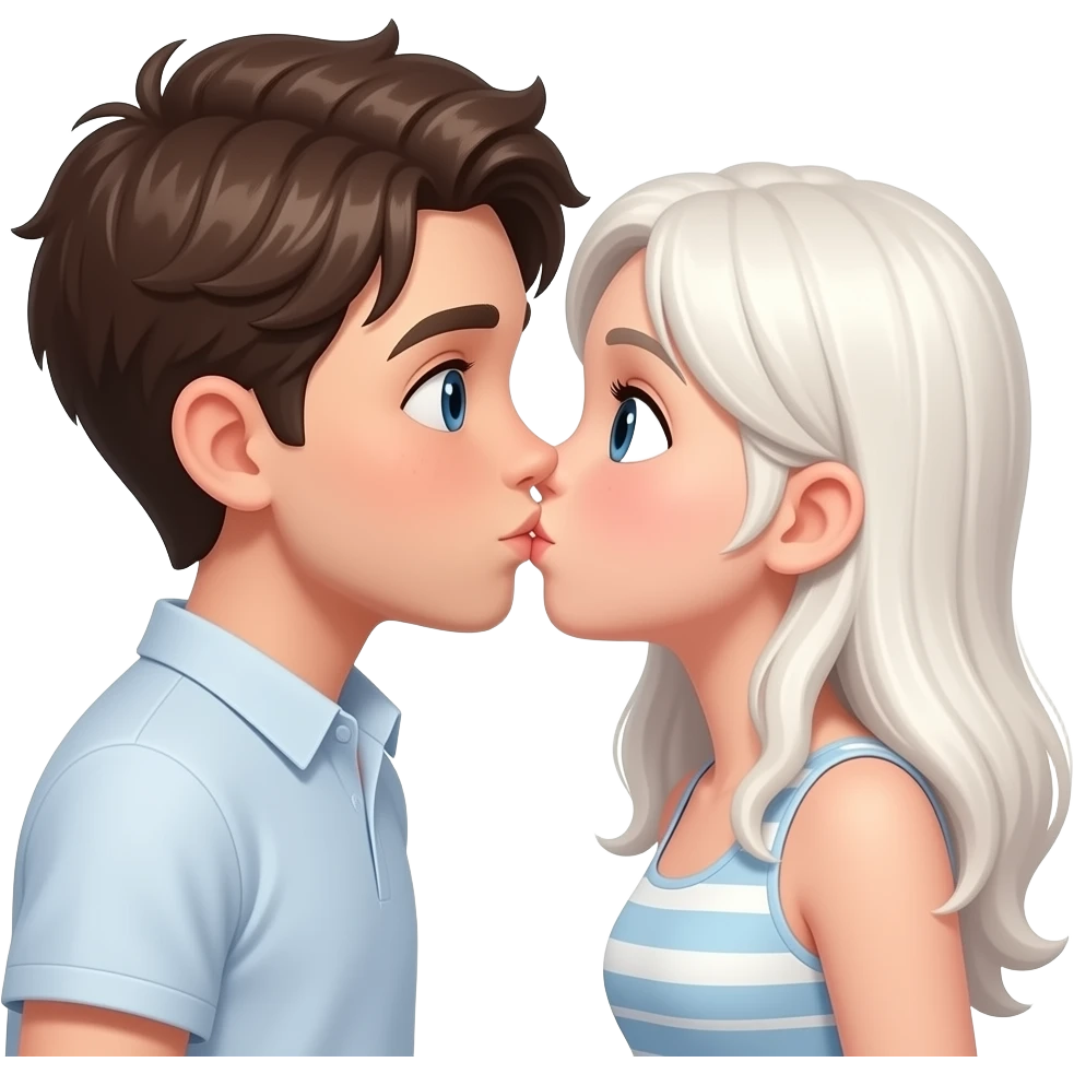 White boy and white girl kissing emoji