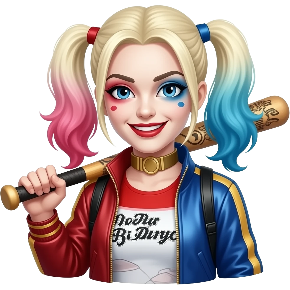 Harley Quinn holding a bat emoji