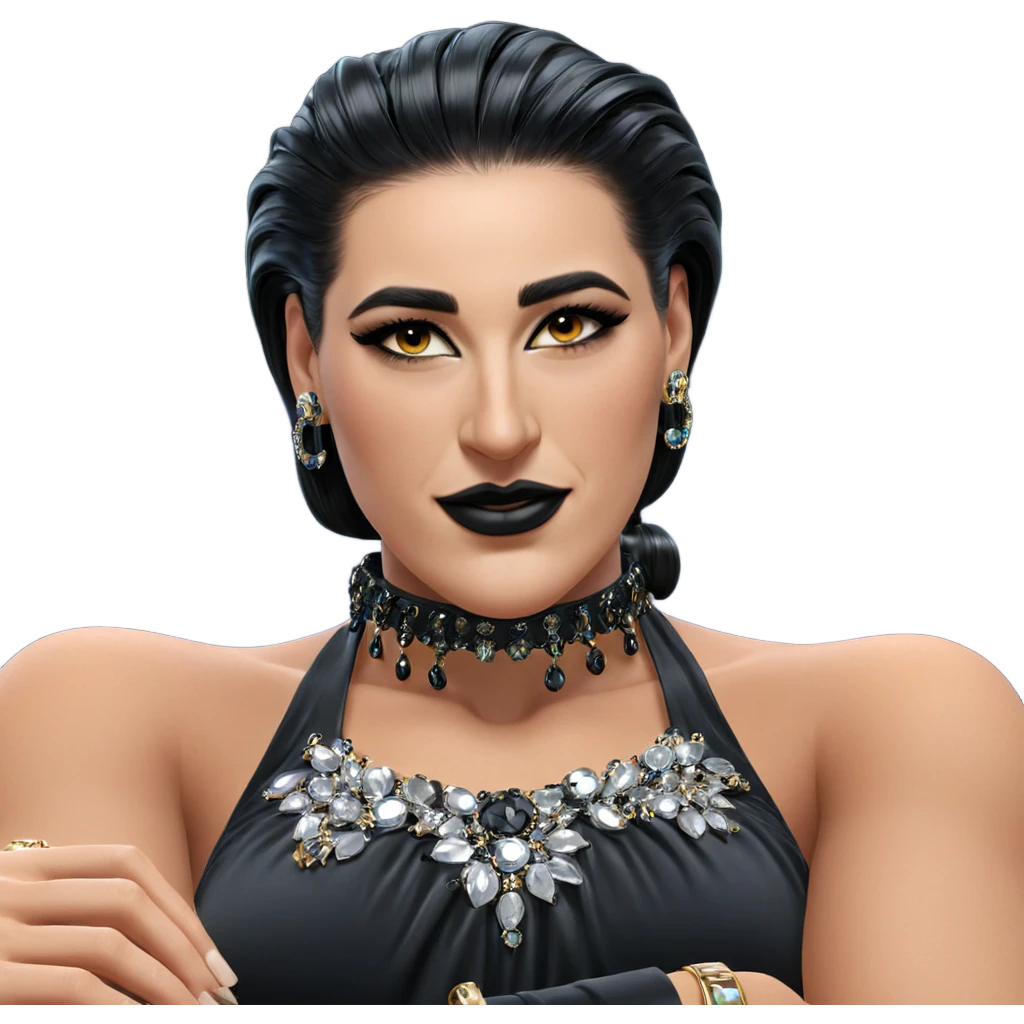 black hair with elegant jewelry emoji