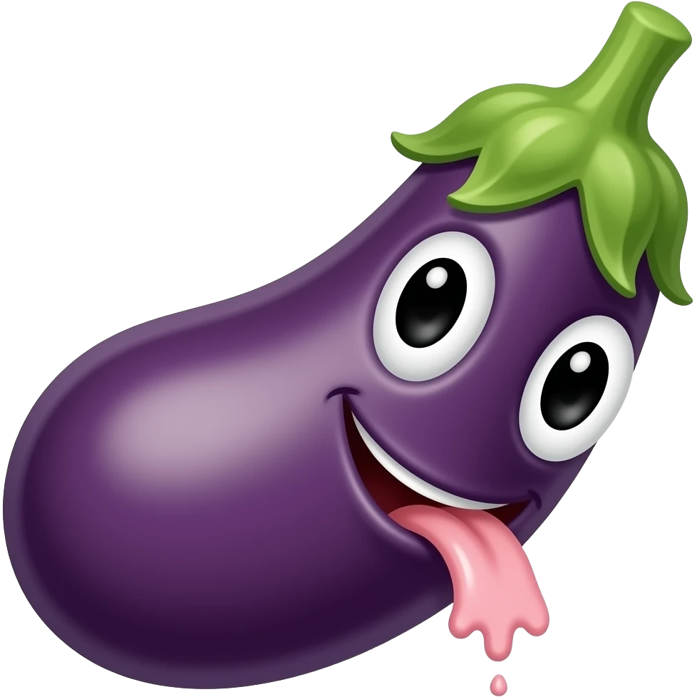 Smiley face Sucking an eggplant dripping spit emoji