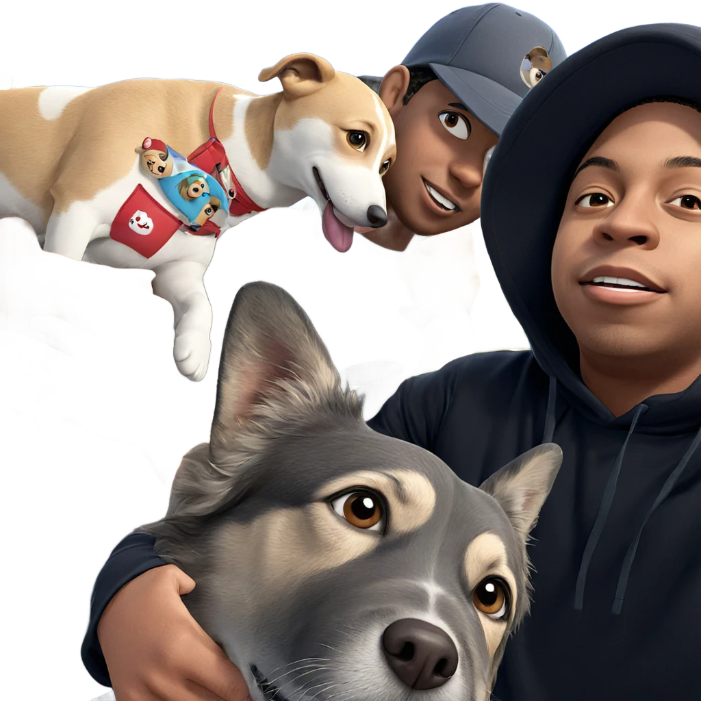 boys with dog and hats emoji