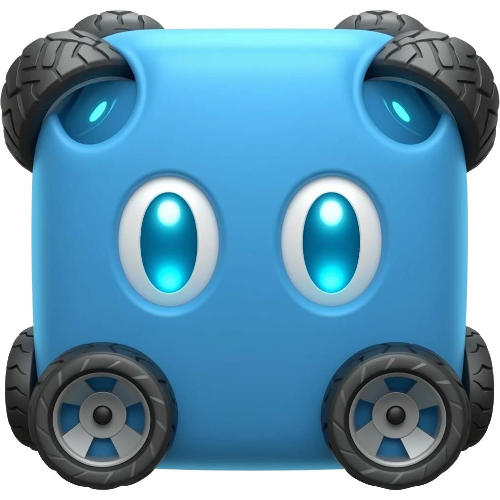 Blue square with 6 wheels blue led eyes emoji