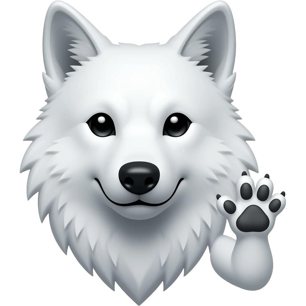 White Wolf head waving paw emoji