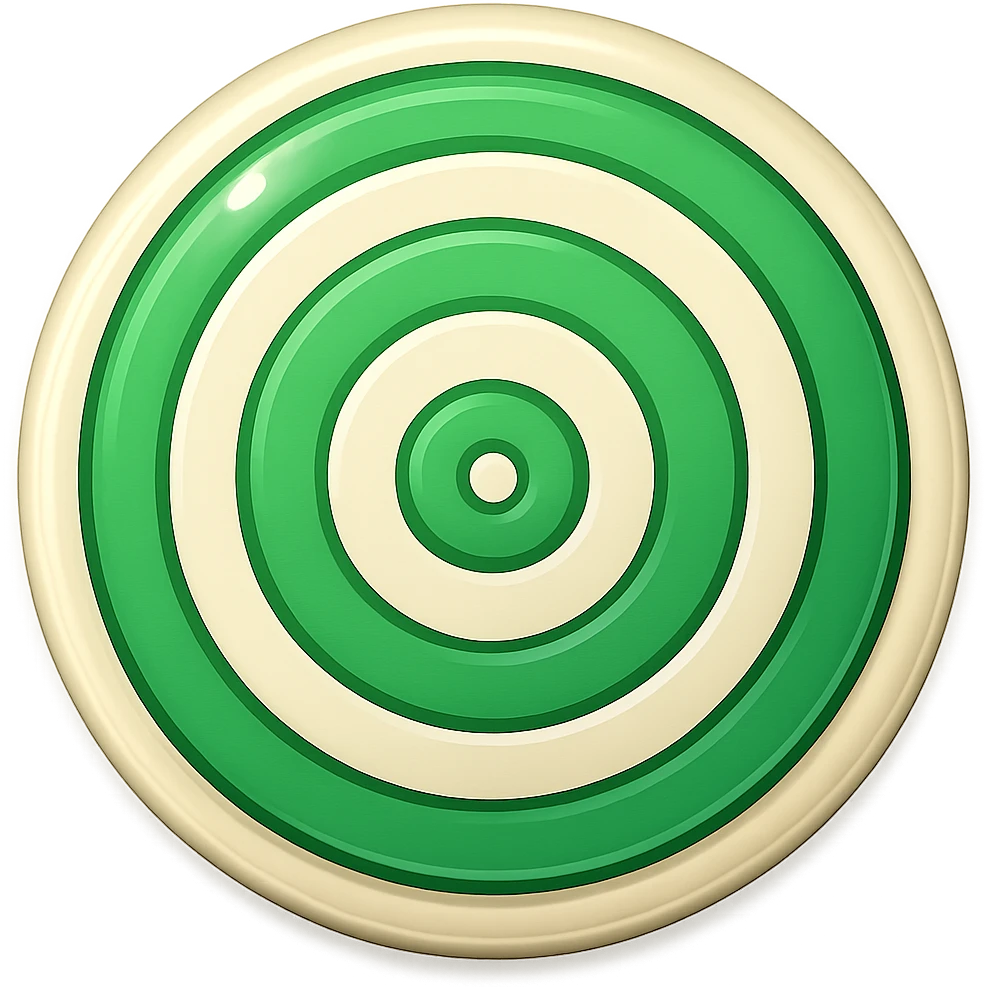 Edit the bullseye target emoji to have green and white colors, maintaining the same appearance, with no background. emoji
