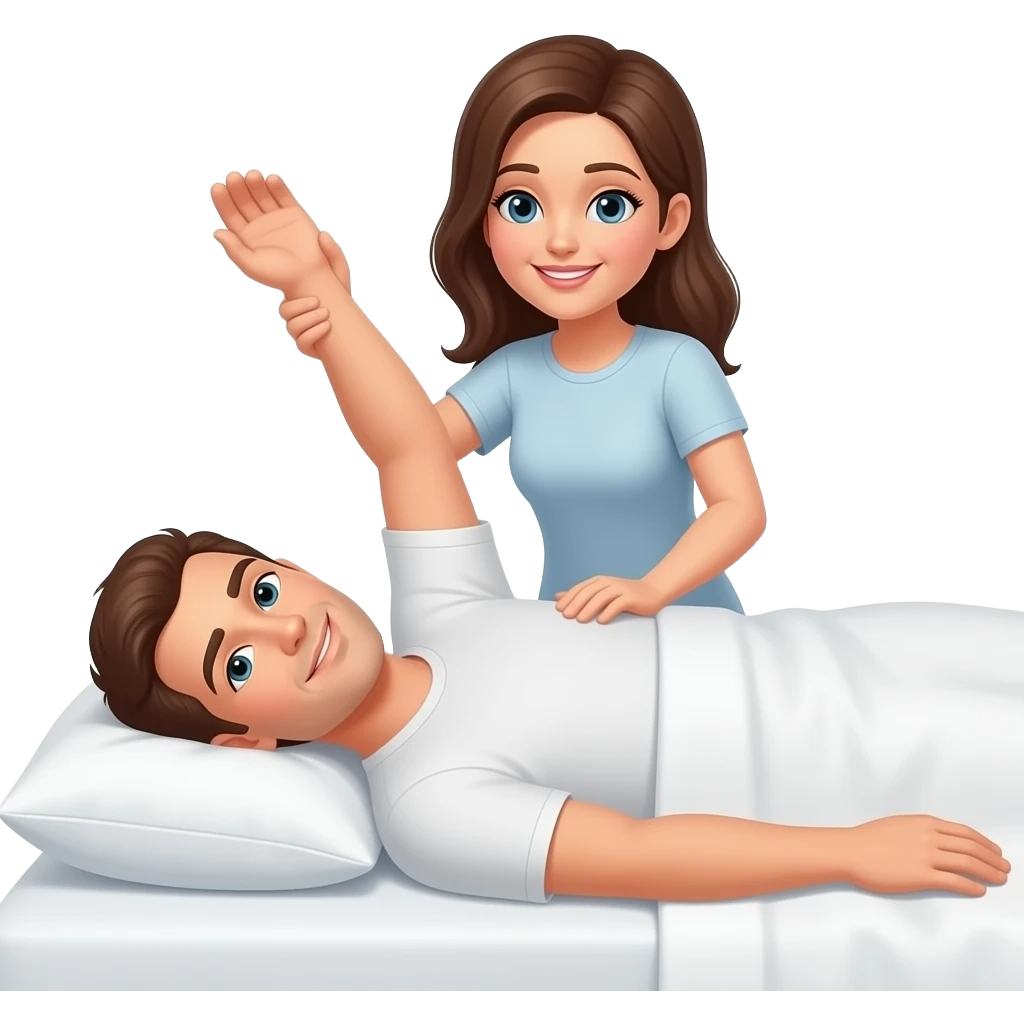Fwb A woman massages  a man In bed emoji