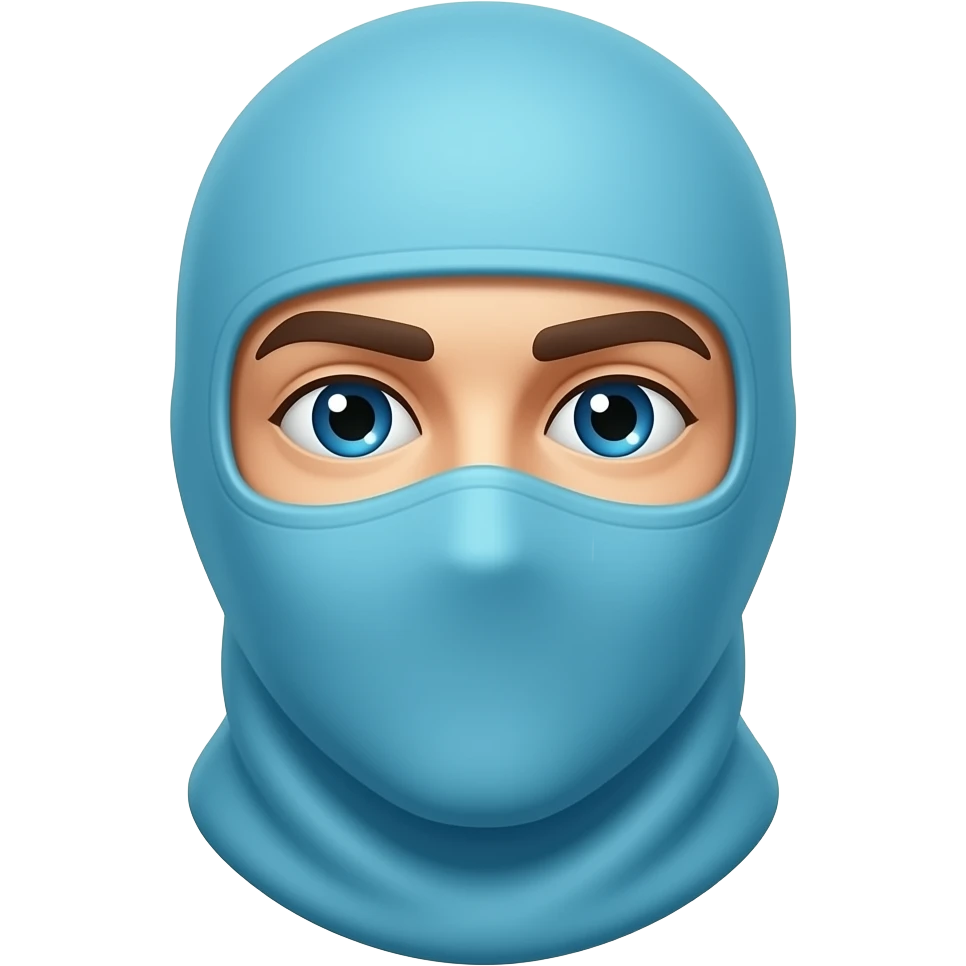 Robot head in cyan balaklava emoji
