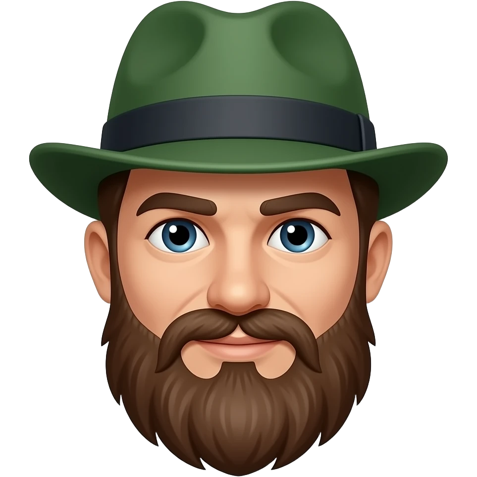 man with beared and green hat emoji
