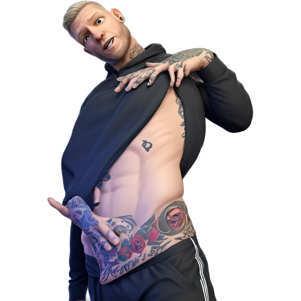 male portrait with tattoos emoji