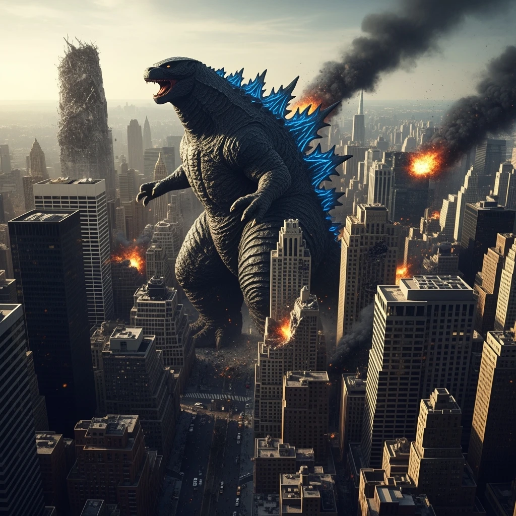 godzilla attackig ny emoji