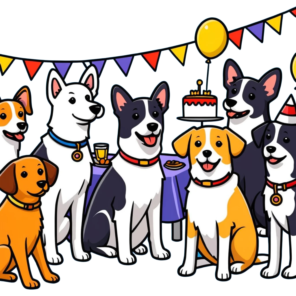Dogs having a party emoji