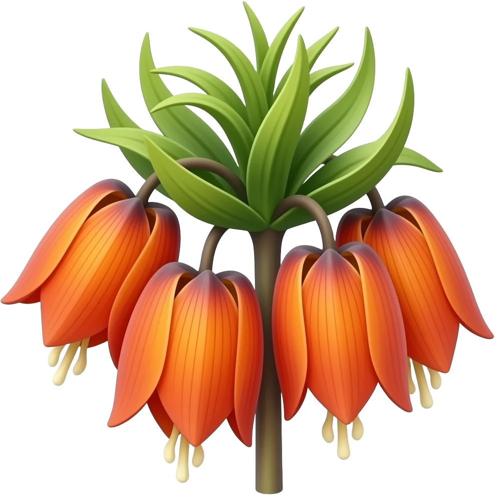 нарисуй цветок Crown Imperial с небольшим лоском и объемом, цветок должен быть виден весь, со стеблем emoji