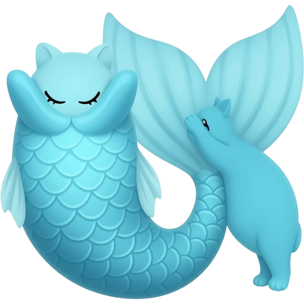 long #B8FFFF mermaid tail with a cat shaped bulge emoji