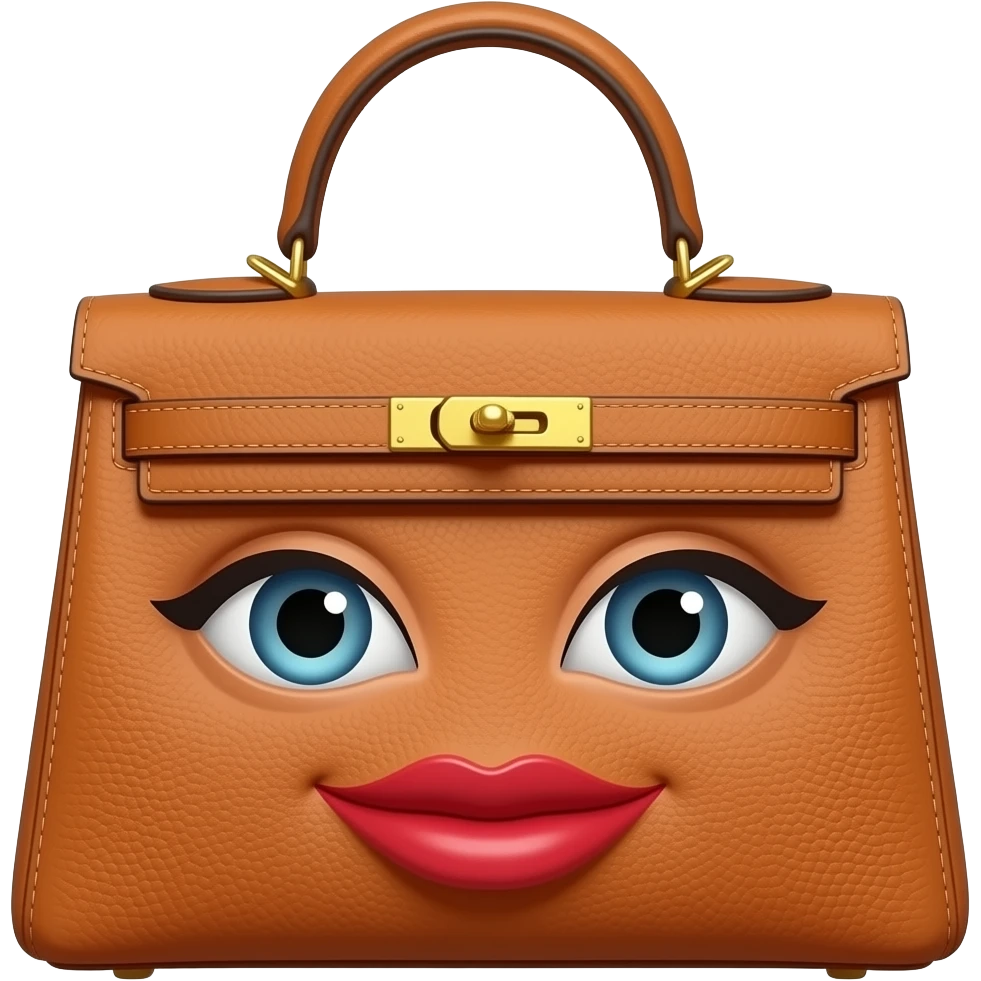 hermes bag with women eye and lips smiling emoji