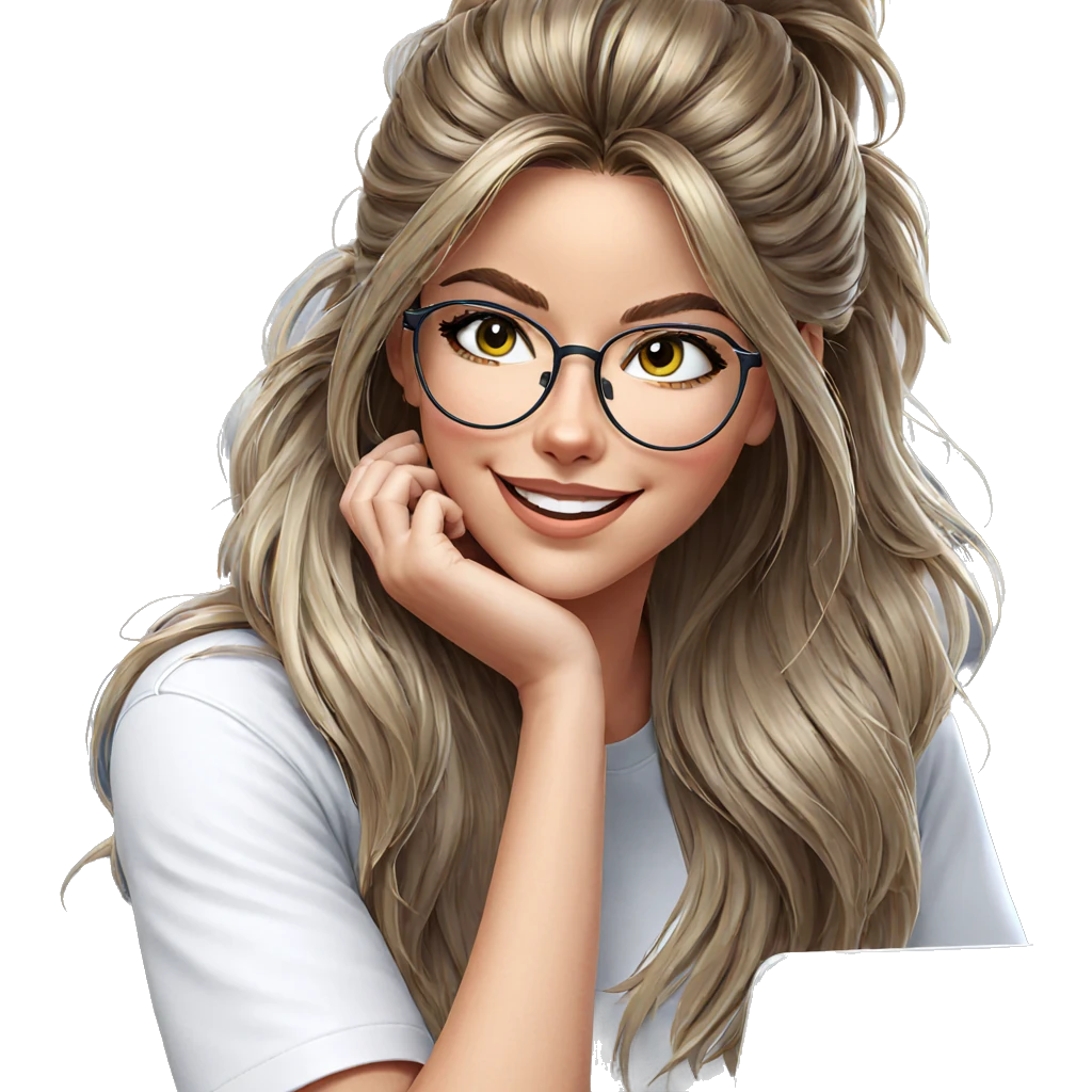 smiling girl with glasses emoji