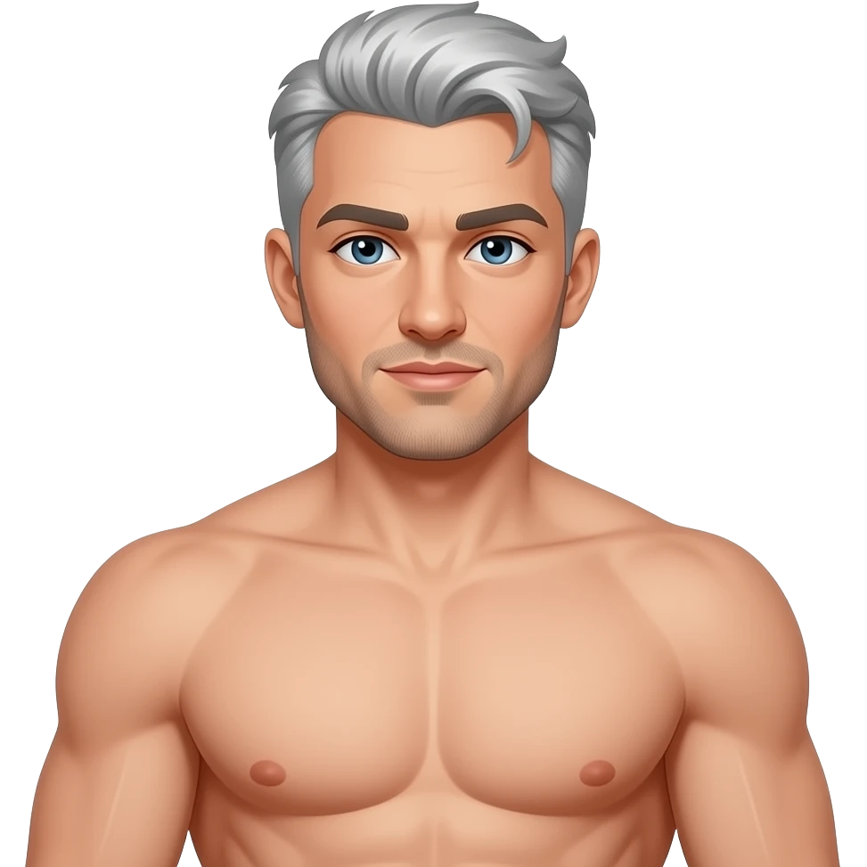 Sexy gray haired daddy nice body horny eyes no shirt emoji