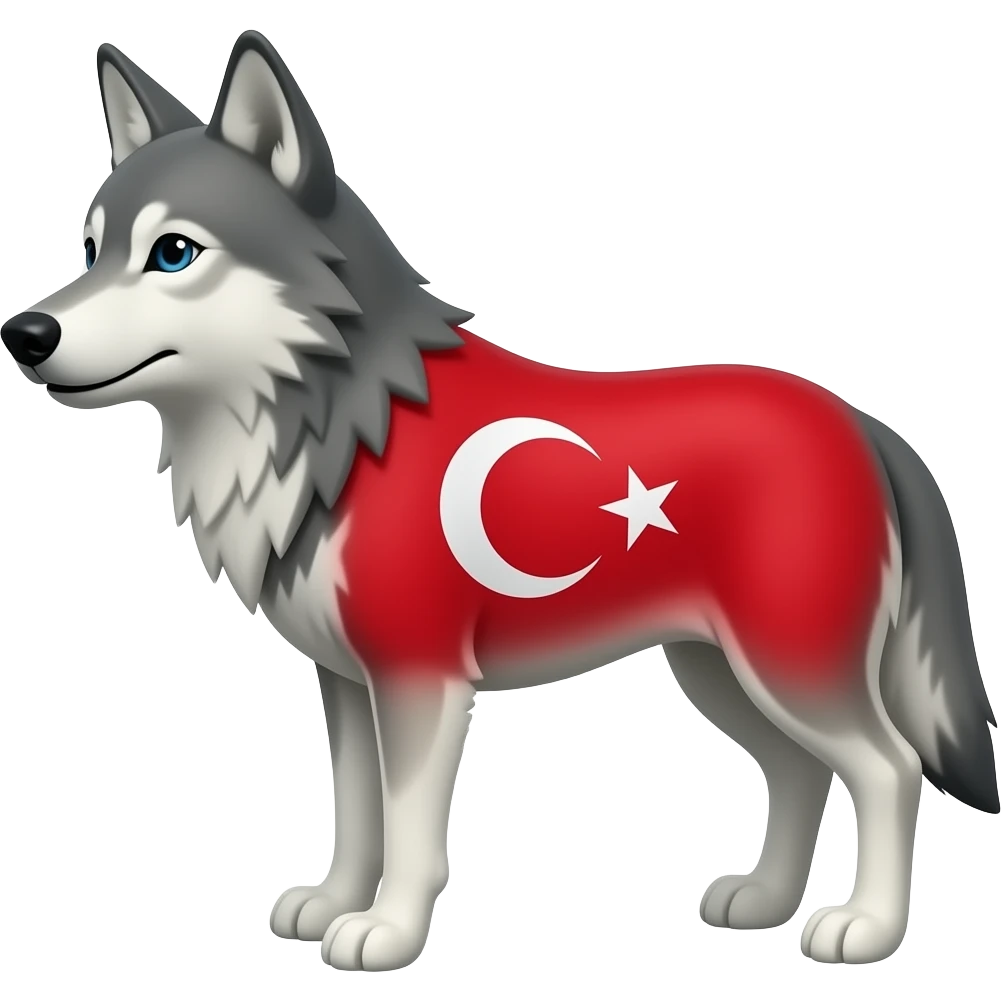 Türk bayrağı olan kurt emoji