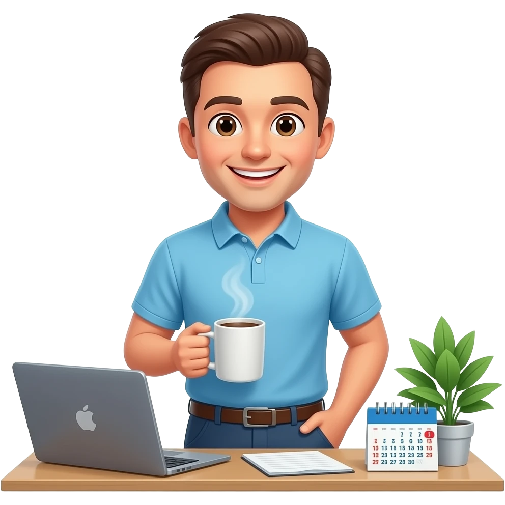a man who is productive and happy emoji