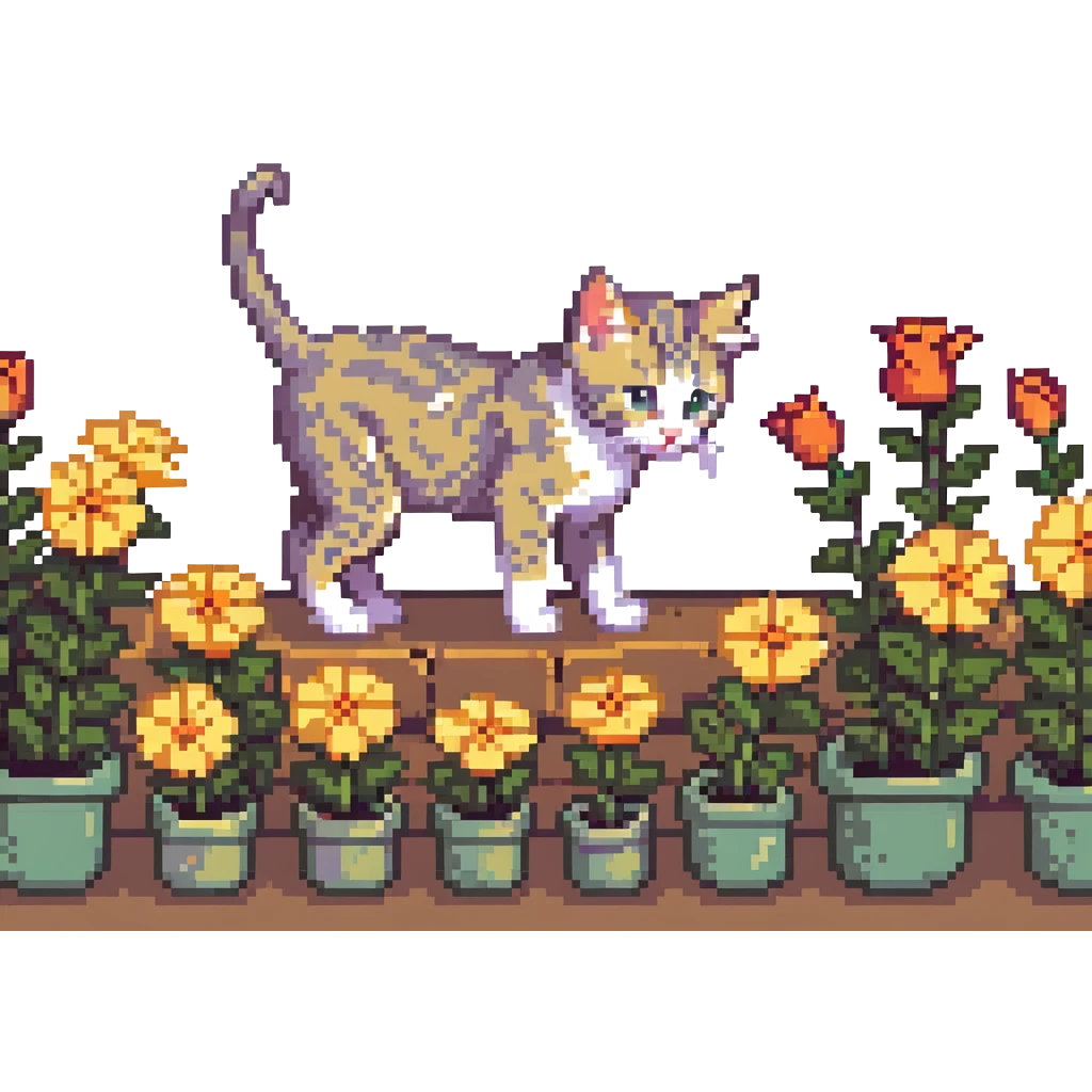Kitten smells flowers emoji